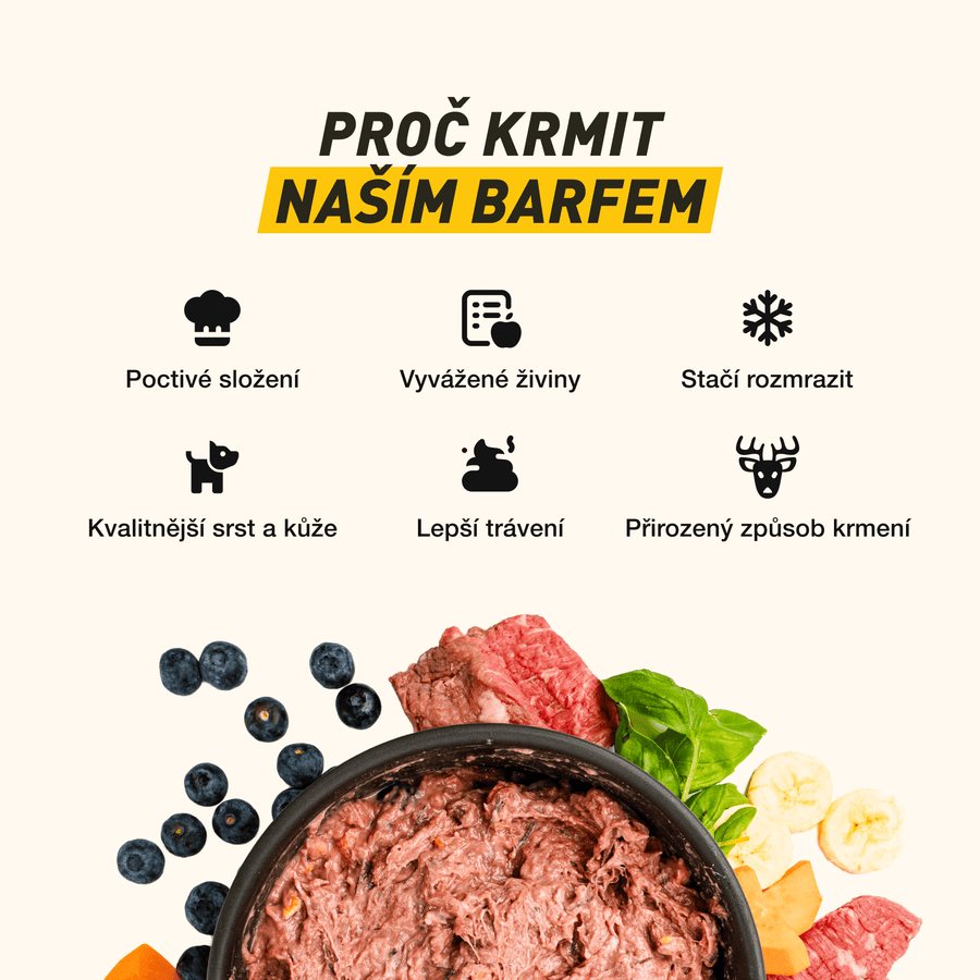 B.A.R.F. Komplet Poctivá kráva | Kompletně sestavené mražené krmivo z čerstvého masa