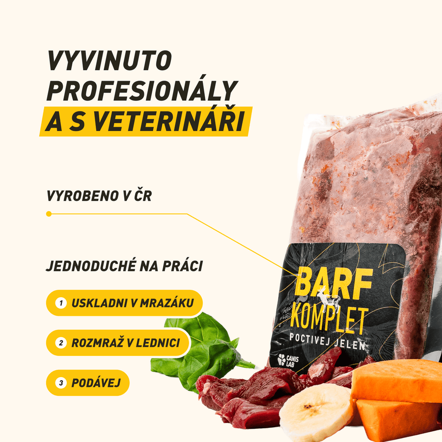 B.A.R.F. Komplet Poctivej jelen | Kompletně sestavené mražené krmivo z čerstvého masa