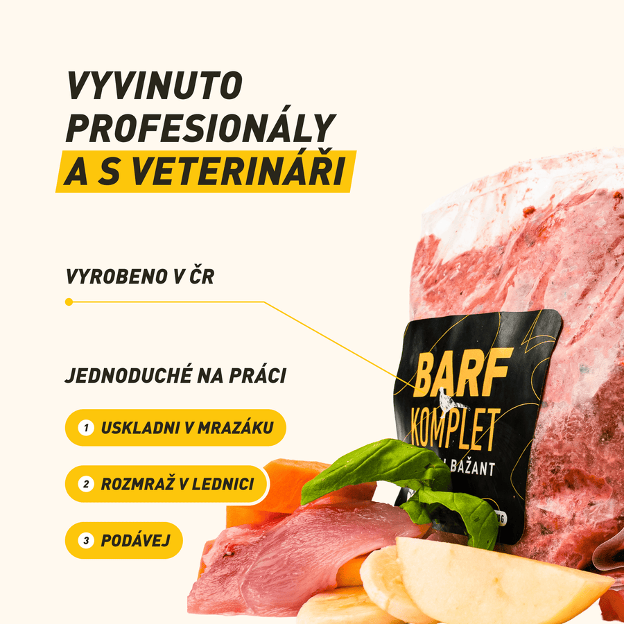 B.A.R.F. Komplet Poctivej bažant | Kompletně sestavené mražené krmivo z čerstvého masa
