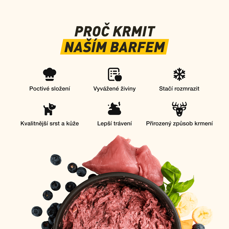 B.A.R.F. Komplet Poctivej bažant | Kompletně sestavené mražené krmivo z čerstvého masa