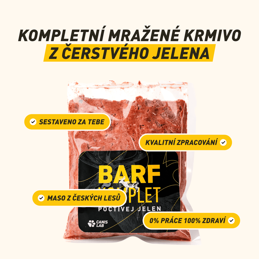 B.A.R.F. Komplet Poctivej jelen | Kompletně sestavené mražené krmivo z čerstvého masa