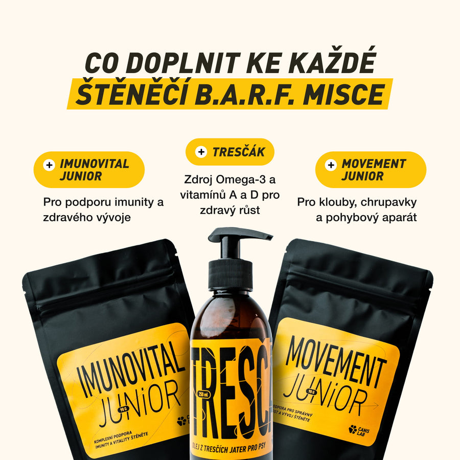 B.A.R.F. Komplet Junior Poctivá kačena | Kompletně sestavené mražené krmivo z čerstvého masa pro štěňata