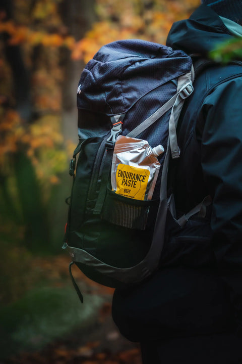 Endurance paste beef flavor package showing of an outdoor bag.