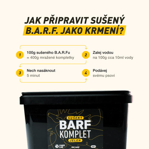 Sušený B.A.R.F. Poctivý Jelen | Sušené kompletní krmivo bez nutnosti mrazení, ideální na cesty i jako odměna